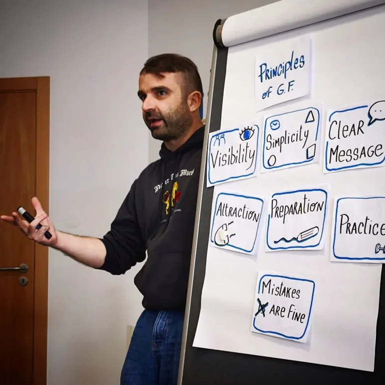 Fabio Meazza introducing principles of graphic facilitation