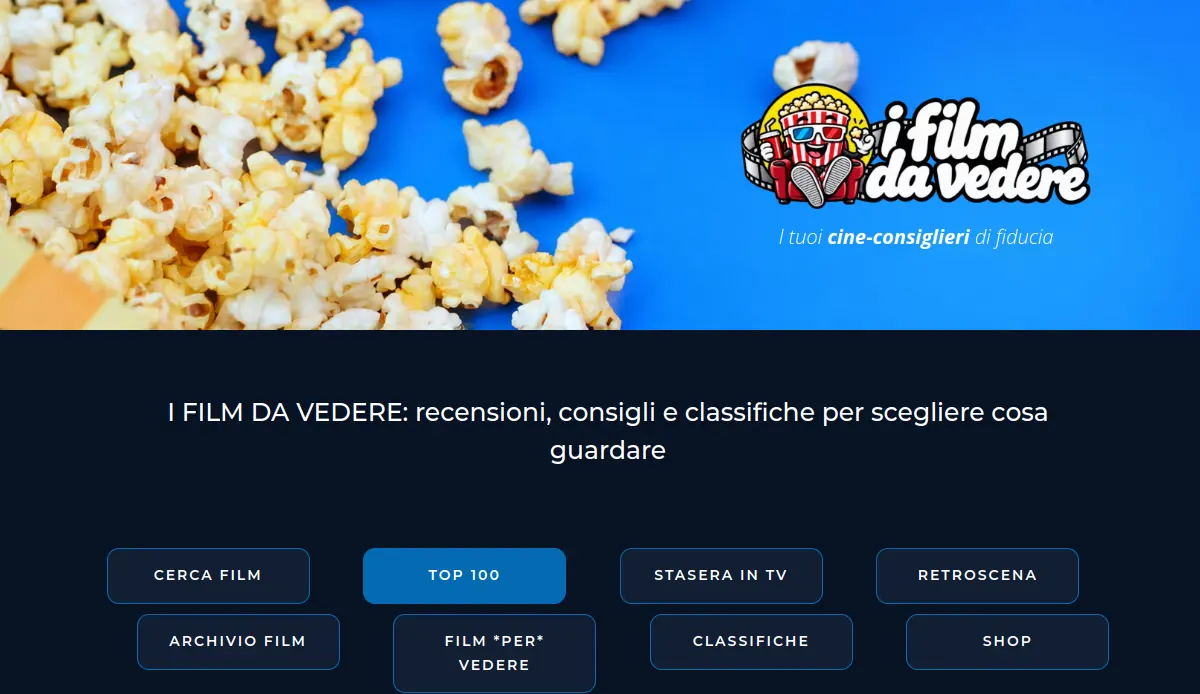 Homepage screenshot of I FILM DA VEDERE