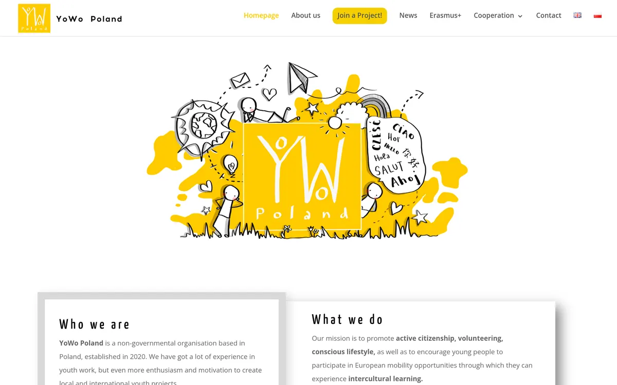 Homepage screenshot of YoWo Poland